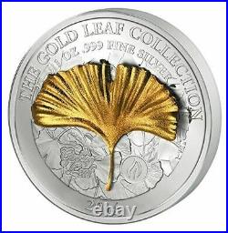 Samoa 2014 10$ Gold Leaf Collection 3D Ginko 1 Oz Silbermünze 2