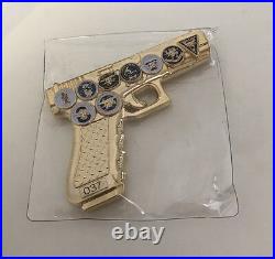 Seal Team 6 Nsw Socom Glock Limited Gold Gun Pistol Challenge Coin Cpo Non Nypd