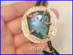 See all! OOAK NAVAJO 10K GOLD COIN & spiderweb turquoise BOLO TIE NECKLACE 40g