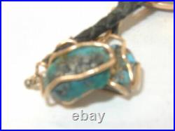 See all! OOAK NAVAJO 10K GOLD COIN & spiderweb turquoise BOLO TIE NECKLACE 40g