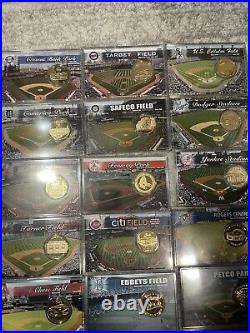 Set 30 Highland Mint Mlb Ballpark Stadiums Coin Collection 24k Gold Overlay