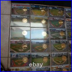 Set 38 Highland Mint Mlb Ballpark Stadiums Coin Collection 24k Gold Overlay