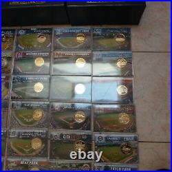 Set 38 Highland Mint Mlb Ballpark Stadiums Coin Collection 24k Gold Overlay