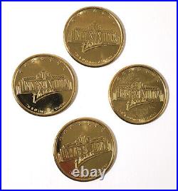 (Set of 4 Golden Coins) Universal Studios Florida Retro Theater Tribute Shop