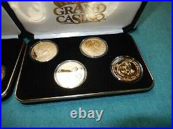 Set of 5 Grand Casino Collector's Gold Plated Coins 24 Carat Gold Plated