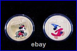 Sixteen Piece Set Bradford Exchange Mickey Mouse 24K Gold Plated Medallions