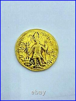 Small Size Indo Greek Gold Coin of Huvishka, Ancient region of Gandhara Art