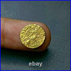 Small Size Indo Greek Gold Coin of Huvishka, Ancient region of Gandhara Art#49