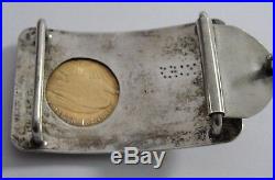 Sterling / 14k Boyd-Reno HE Buckle With 1925 $20 Double Eagle Gold Coin #BX5-GBB4