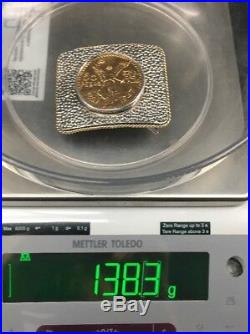 Sterling Silver And Gold Belt Buckle With 37.5g Gold Coin Buckle