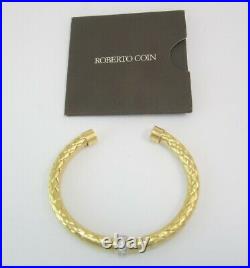 Stunning Roberto Coin Primavera Collection Diamond 18k Yellow Gold Cuff Bracelet