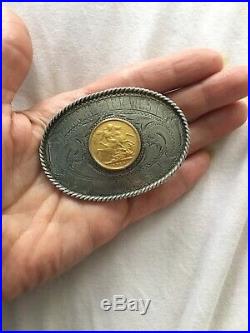 Sunset Trails Sterling Dragon Slayer Gold Coin bullion Rodeo Trophy Belt Buckle