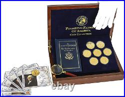 The Franklin Mint Founding Fathers Coin Collection 7-Piece 24-Karat Gold-Plate