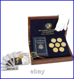 The Franklin Mint Founding Fathers Coin Collection 7-Piece 24-Karat Gold-Plate