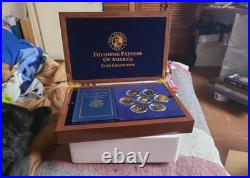 The Franklin Mint Founding Fathers Coin Collection 7-Piece 24-Karat Gold-Plate