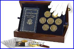 The Franklin Mint Founding Fathers Coin Collection 7-Piece 24-Karat Gold-Plate