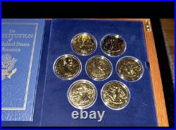 The Franklin Mint Founding Fathers Coin Collection 7-Piece 24-Karat Gold-Plate