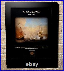 The Golden Age Of Piracy Framed 11x14 Print With Genuine 1720 Coin! Pirate Ship