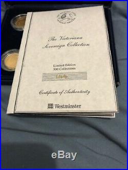 The Victoriana sovereign collection 5 coins (4 are 22 carat gold)-limited +coa