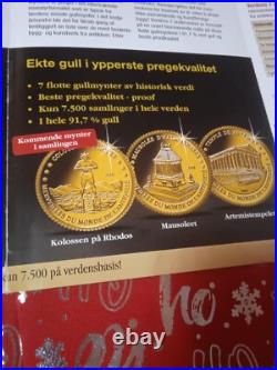 The seven wonders of the World gold coins. Rare collection