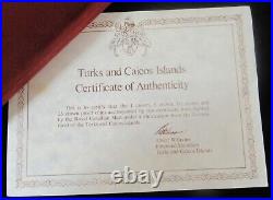 Turks and Caicos 1976 4 Silver and Gold Proof Coin Set in Original Box CoA