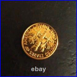 US 2022 Liberty Roosevelt Dime BU 24K Gold Plated Coin Collectible