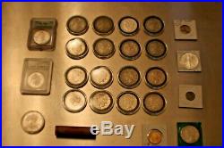 US Coin Collection Lot of 21 Silver Morgan and Peace Dollars plus More