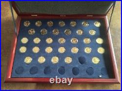 US Presidential Dollar Coin Collection with Box Display 32 Mint Sealed Coins