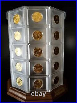 Unique Gift! State Quarter Tower Display with all 50 coins 24k Gold Layered