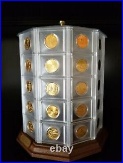 Unique Gift! State Quarter Tower Display with all 50 coins 24k Gold Layered