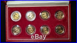 United Kingdom Proof Gold Sovereign 8-Coin Collection 1979 1986 with Box & COA