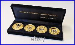 United Parcel Service UPS Four Golden Medals Rare All UPS Logos Coins