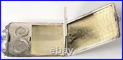 VINTAGE STERLING SILVER & 14 K Gold Inlaid Striped Coin VANITY Make-up COMPACT