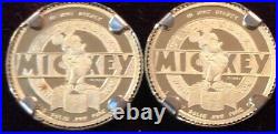 VTG Disney 24k/. 999 Gold Coin Earrings Steamboat Willie /60 yrs w Mickey Mouse