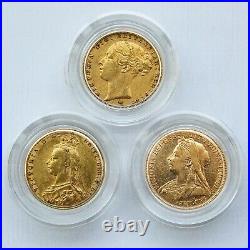 Victorian Anniversary Collection 5 British UK Gold Coin Set Sovereigns + Crown