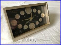 Vintage 100% Silver Coin Clock by Marion Kay 1964 Works