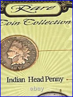 Vintage 1800's Rare Coin Collection Indian Head Penny 1893 Liberty Head READ