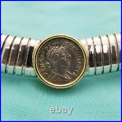 Vintage 1884 Collection 18K Gold & Silver Lucilla Roman Coin Necklace-15'' Neck