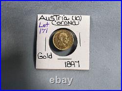 Vintage 1897 Solid Gold Coin Austria 10 Coronas Rare Collectible NICE CONDITION