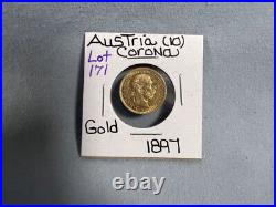 Vintage 1897 Solid Gold Coin Austria 10 Coronas Rare Collectible NICE CONDITION