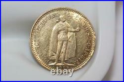 Vintage 1908 22K Solid Gold Hungary 10 Korona Coin Rare Collectible Currency