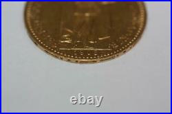 Vintage 1908 22K Solid Gold Hungary 10 Korona Coin Rare Collectible Currency