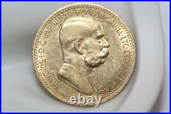Vintage 1909 22K Solid Gold Austria 10 Corona Coin Rare Collectible Currency