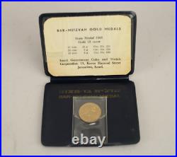 Vintage 1961 Israeli Bar Mitzvah 18k Gold Coin Israel State Medal 19mm 5g