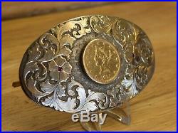 Vintage Boyd Belt Buckle Sterling 14K & 1881 $10 Gold Coin Liberty Eagle Buckles