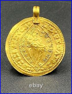 Vintage Currency Old Antique Gold Coin Pendant Jewelry 15 Century AD Light Weigh