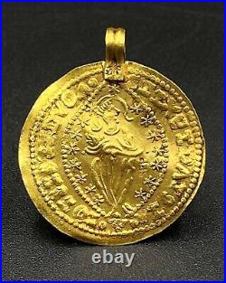 Vintage Currency Old Antique Gold Coin Pendant Jewelry 15 Century AD Light Weigh