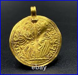 Vintage Currency Old Antique Gold Coin Pendant Jewelry 15 Century AD Light Weigh