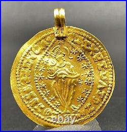 Vintage Currency Old Antique Gold Coin Pendant Jewelry 15 Century AD Light Weigh