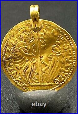 Vintage Currency Old Antique Gold Coin Pendant Jewelry 15 Century AD Light Weigh